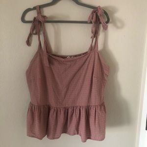 Madewell Tie-sleeve Mauve Tank Top Blouse